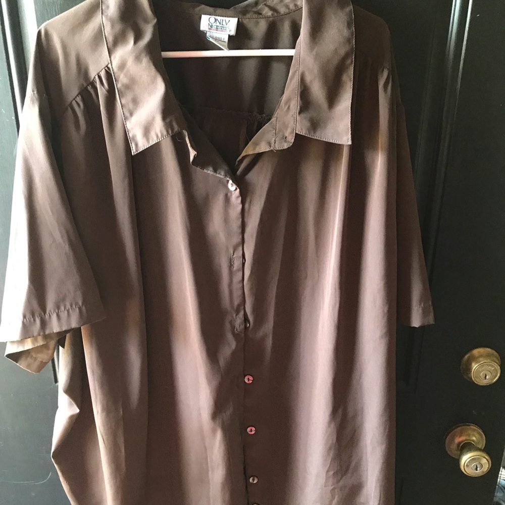 Brown button down smock